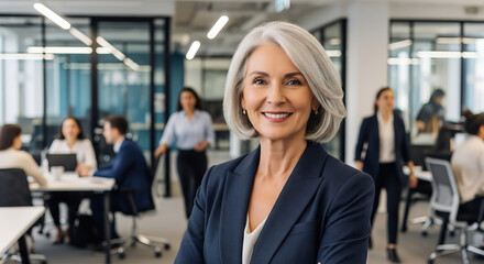 Fototapeta premium Confident senior businesswoman portrait in modern corporate office environment