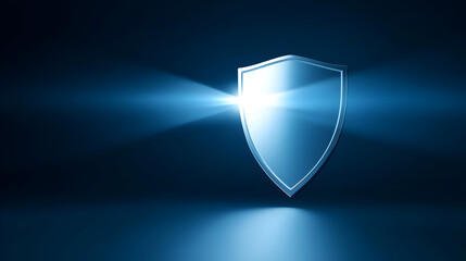 A glowing shield symbol representing protection and security in the digital age, ideal for tech-related themes and projects.