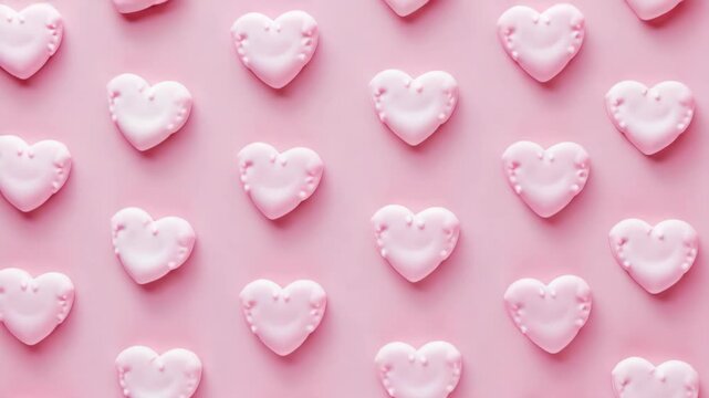 A collection of heart-shaped cookies ready for frosting and decorating with a variety of colors and patterns. Perfect for Valentine's Day or any celebration that calls for sweet treats.