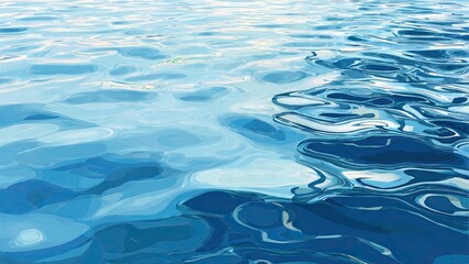 Abstract texture of clear blue water surface with natural ripples and light reflections on a clean summer swimming pool or ocean wave