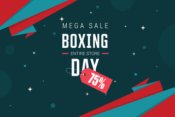 Boxing Day Mega Sale Poster with 75 Percent Label and Gifts