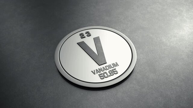 Vanadium Element from Periodic Table Round Shiny Metallic Icon