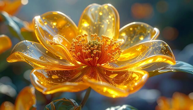 Hyper real glass yellow flower