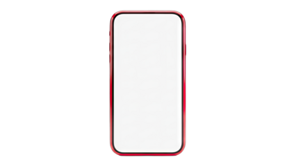 Red Smartphone with Blank Screen Isolated on White Background