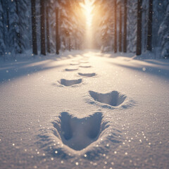 snow covered road in winter