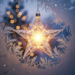 christmas background with golden star lights