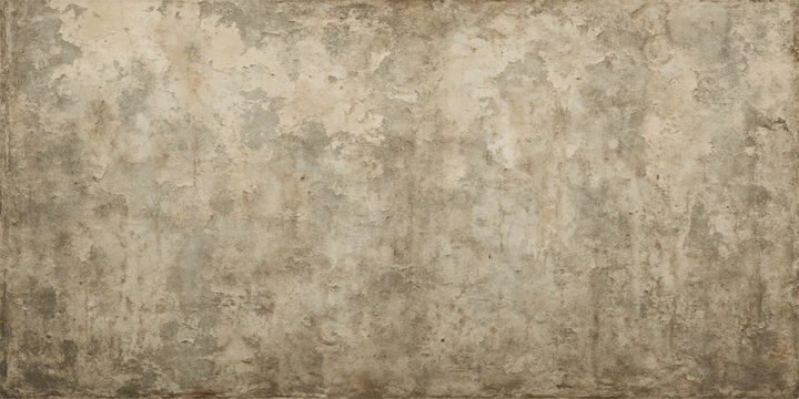 A blank antique parchment paper with a stained vintage texture layered over an old grunge concrete wall with a worn brown pattern and rough aged design