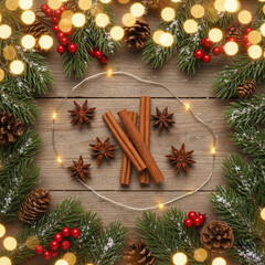 christmas decoration on wooden background