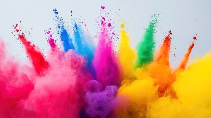 Vibrant color throwing festival unleashes joyful chaos in colorful urban setting gigapixel quality