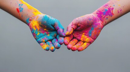 Couple celebrating holi together outdoor festival sweet moment colorful environment close-up view love and joy