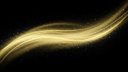 金色の流れるような装飾、和紙風背景、キラキラの金箔、和紙背景素材、テキストスペースあり