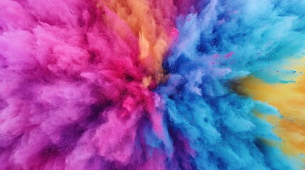 Cinematic drone footage of holi festival india colorful powder celebration vibrant environment aerial view