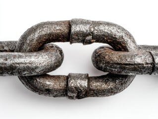 Fototapeta premium Close up of a heavy weathered metal chain link showing texture and wear