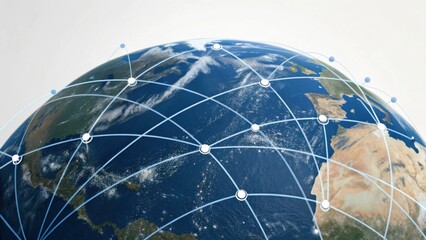A digital depiction of Earth showcasing interconnected networks, symbolizing global connectivity and communication through technology.
