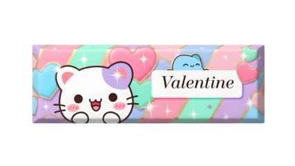 Valentine’s Day Cute Candy Bar with Hearts & Stars – Transparent Background PNG