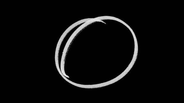 hand drawing different circles, a white circle highlighted with a transparent background. Circle highlight animation with alpha channel.