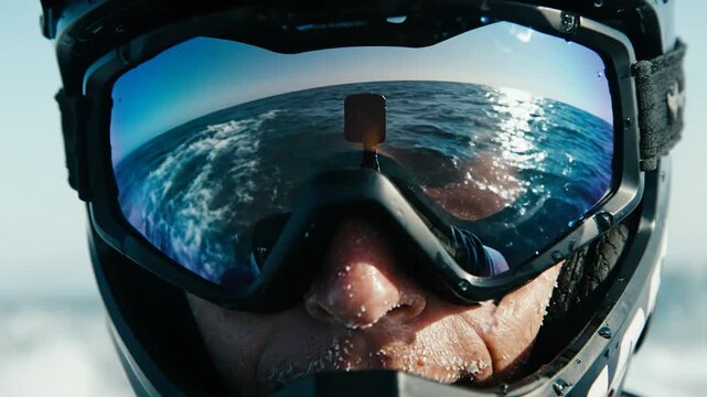 The Ocean Reflected In My Goggles At Full Speed