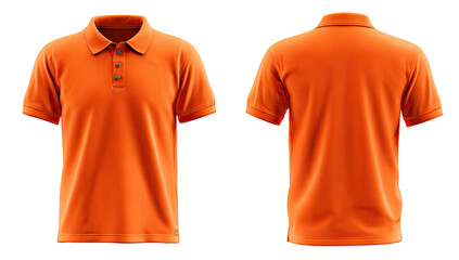 Orange polo shirt, front and back views, short sleeves