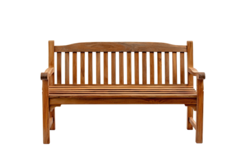 Wood bench. Slatted seating, ornate top rail on black