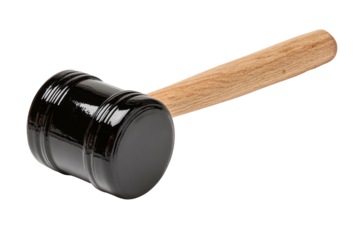 Mallet with black rubber head and wooden handle