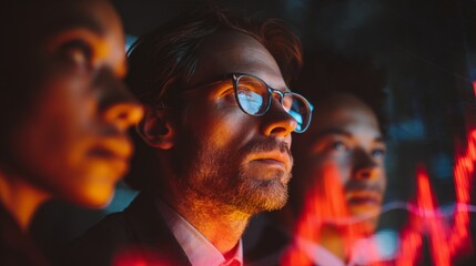 Analyzing market trends financial sector business insight modern office close-up data visualization impact