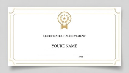 Award Certificate of Achievement with Decorative Border and Seal, Professional Document for Recognition and Accomplishment