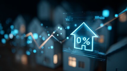 Analyzing housing market trends digital visualization of property values and interest rates in urban environment