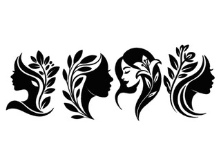 Silhouette illustration of a woman fashion logo desing
