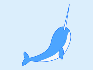 Narwhal icon. Arctic outline icon. Simple vector illustration in modern thin line style. © fun duck