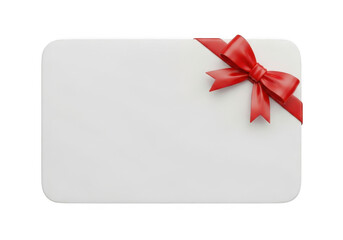 Blank card with red ribbon isolated on transparent background