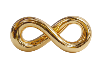 Gold infinity symbol, smooth curves, luminous sheen