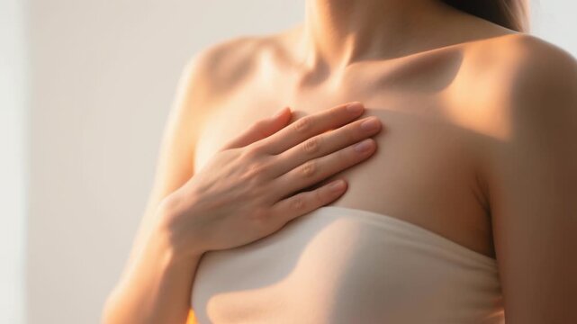 Woman Practicing Deep Breathing in Closeup, Focusing on Mindfulness and Relaxation for Wellness and Self Care in Serene Environment