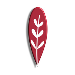 Simple folk art leaf element red brown vector design