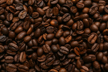 Aromatic coffee beans as background, closeup