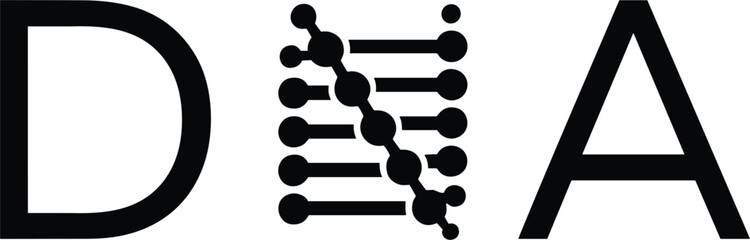 Minimalist DNA text logo design with double helix symbol replacing the letter N in modern science typography illustration © Sumon Creative