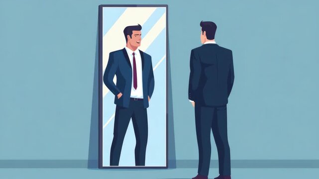 A man is standing in front of a mirror