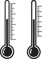 Two thermometers showing different temperature levels silhouette