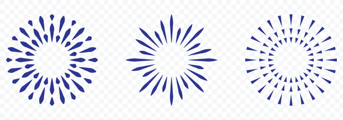 Obraz premium Firework decoration art design element best for Christmas, new year, holiday, greeting card, banner. Minimal fireworks icon collection showcasing festive bursts for celebrations and special events. 