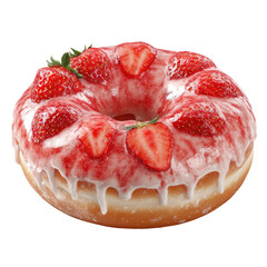 Glazed donut adorned with fresh strawberries