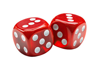 Two red dice, displaying sixes, on a dark background
