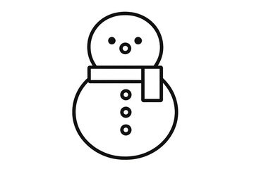 Snowman outline icon representing winter holidays, christmas, and cold season celebrations on transparent background