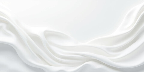 Smooth, soft white silk and satin fabric texture with flowing wave pattern, an elegant luxury backdrop design