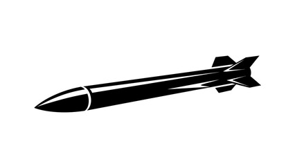 Black silhouette of a missile with fins and a pointed nose.