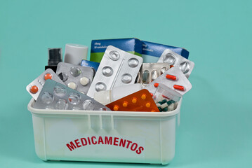 medicine box with forgotten products inside the house