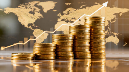 International finance investment growth showing wealth accumulation and global tax concepts for prosperous future