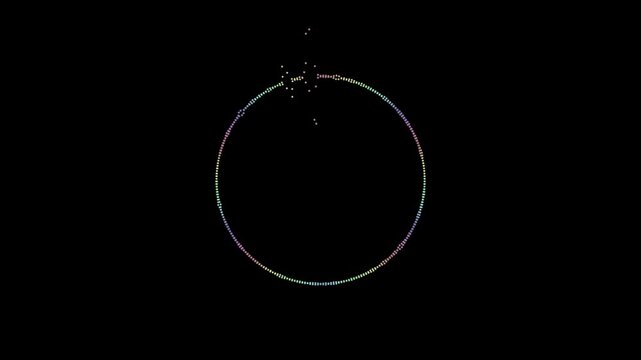 Colorful circle equalizer animation with dynamic audio spectrum and motion graphics element