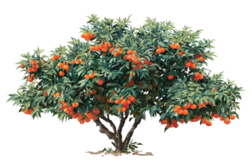 Lush citrus tree laden with ripe fruit