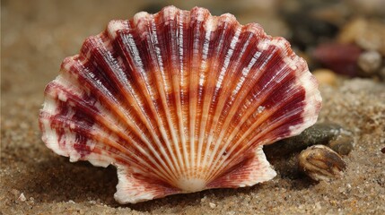 Close-up seashell on sand