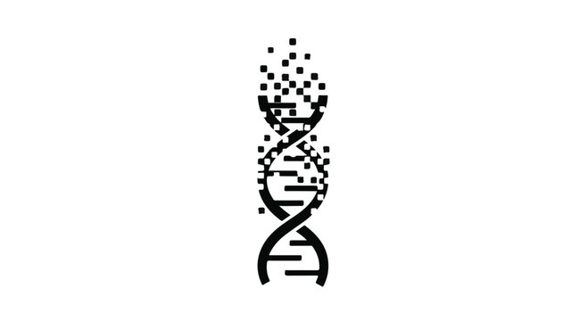 Fragmenting DNA helix structure represents genetic decay or scientific research concept.