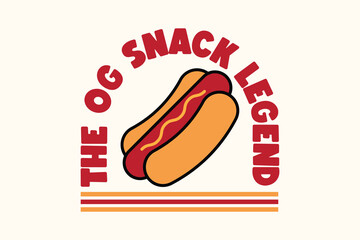 Retro Hotdog Cartoon with Food Slogan